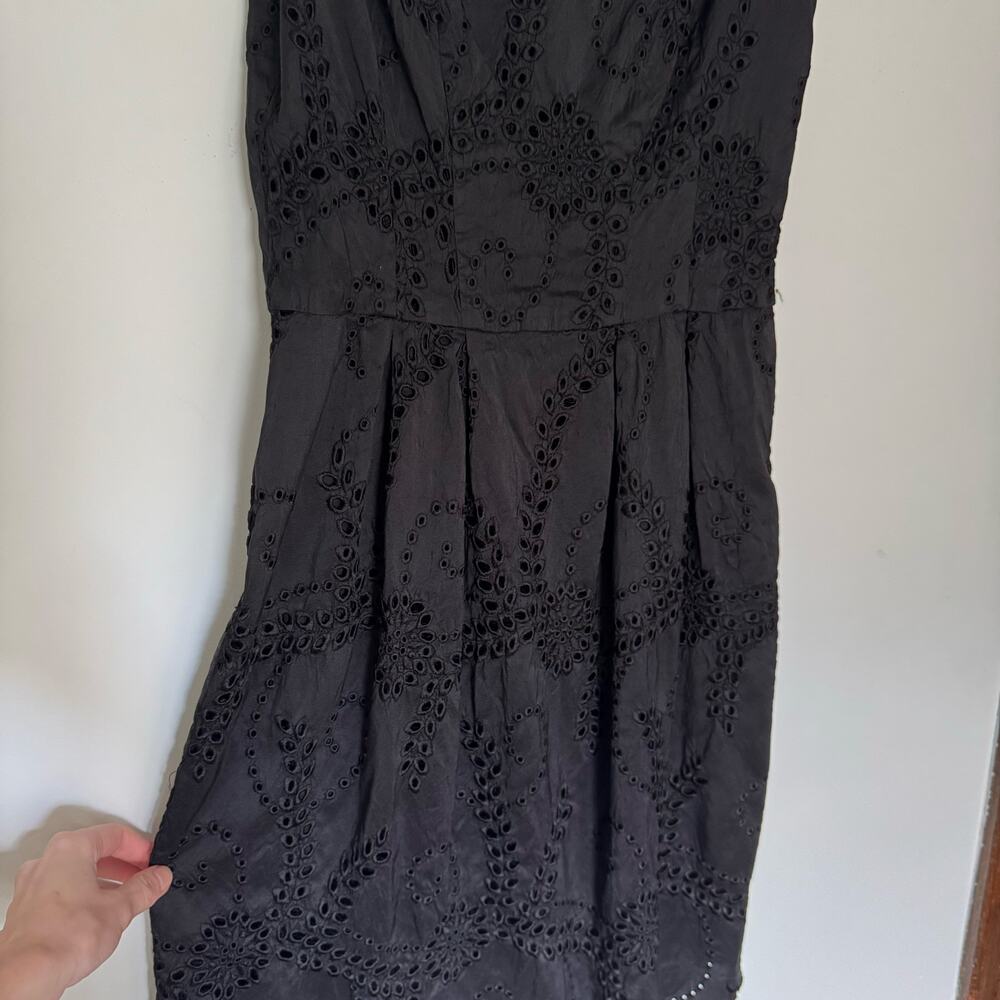 100% Silk Black Eyelet Yoana Baraschi Dress - Picture 6 of 14